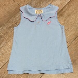 The Beaufort Bonnet Company Blue Sleeveless Kids Top with Pink Trim